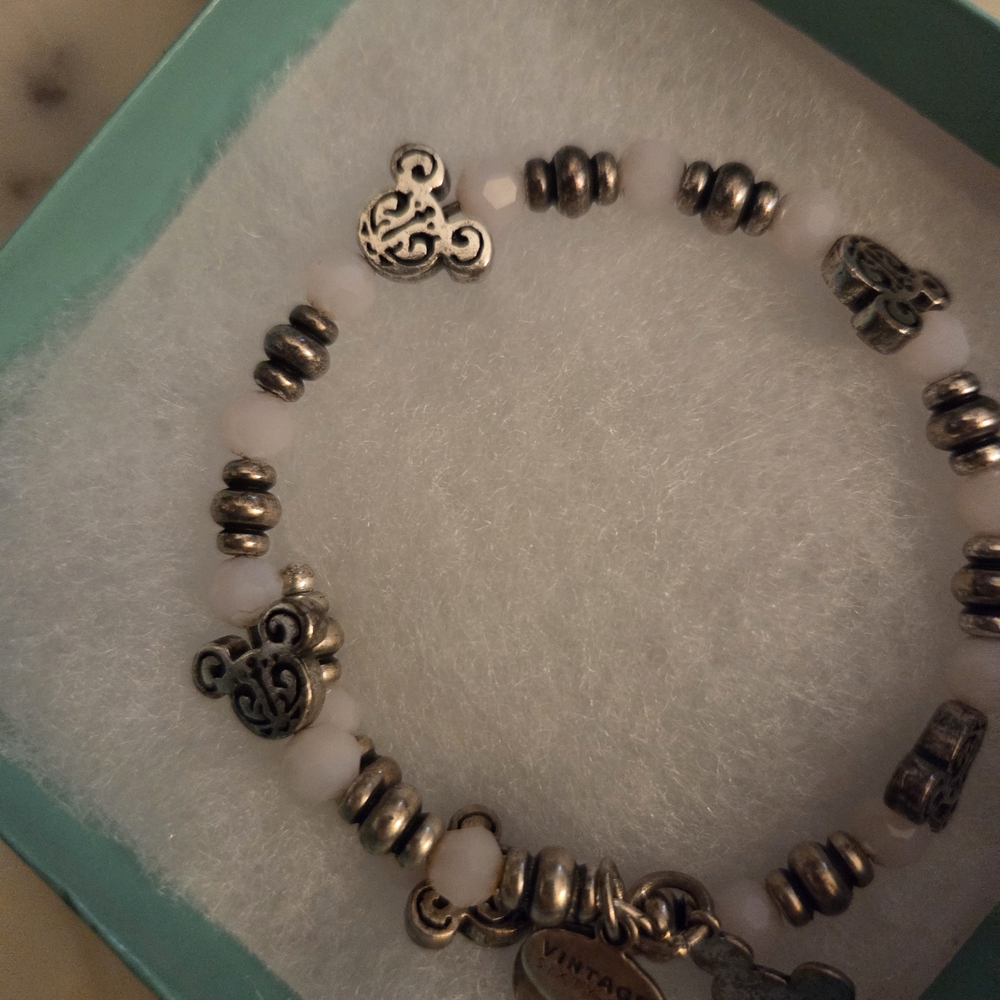 Alex And Ani Mouse Motif Silver and Pink Charm Bracelet - Picture 2 of 4